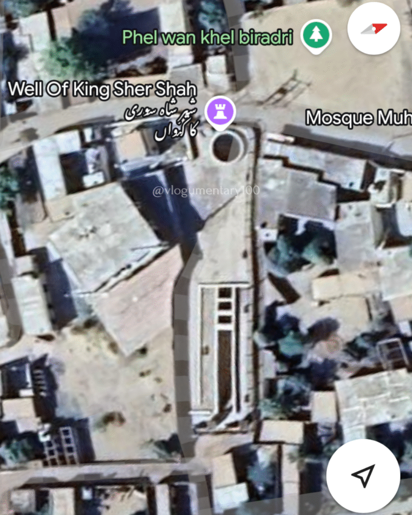 Google Maps view of collapsed Wan Bhachran Stepwell in settlements,