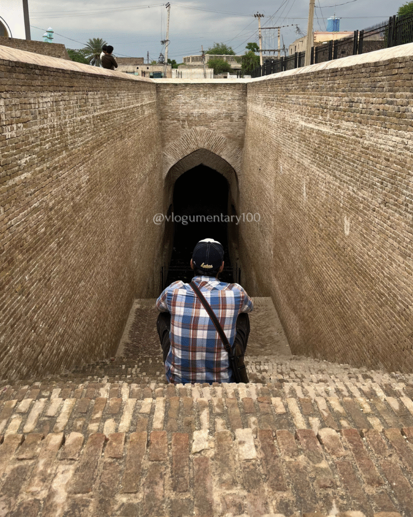 Sitting on steps of Wan Bhachran Stepwell