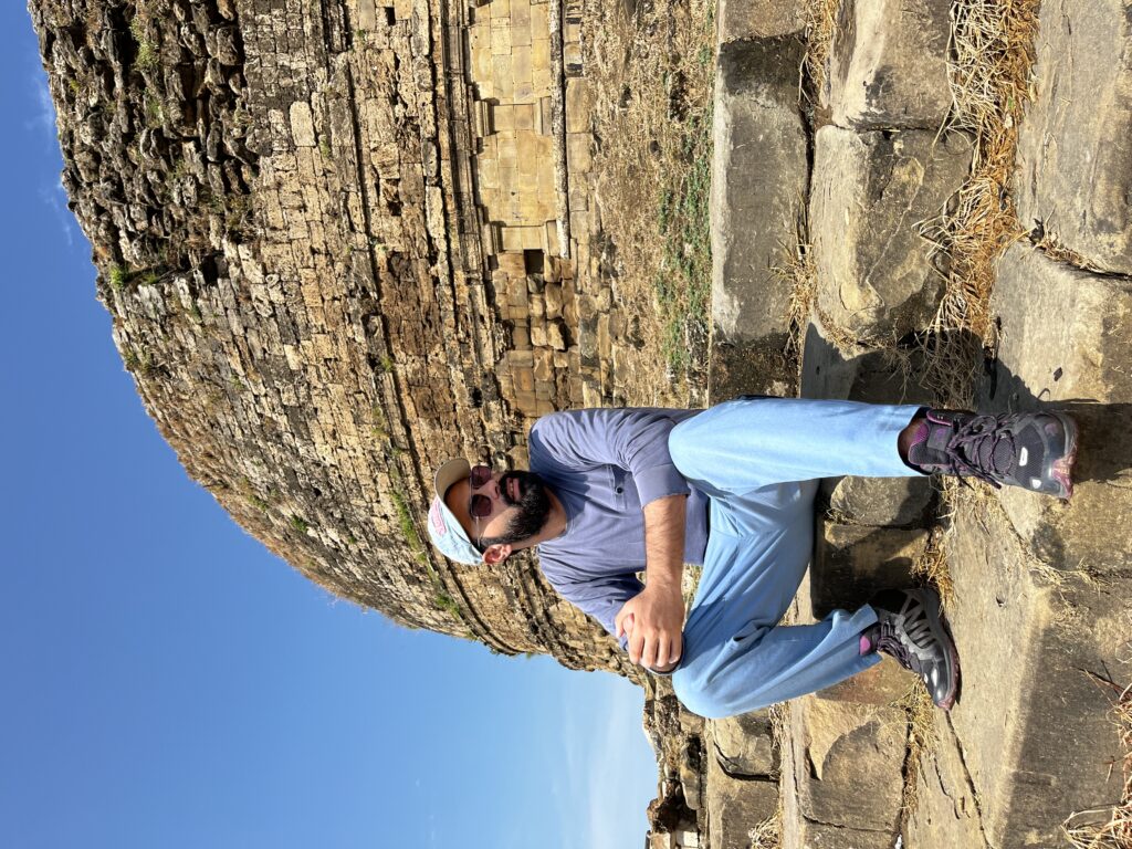 View of Mankiala Stupa dome, Buddhist archaeology site Punjab Pakistan