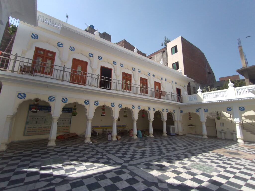 White marble courtyard of Gurdwara Janmashtham Guru Ram Das in Lahore