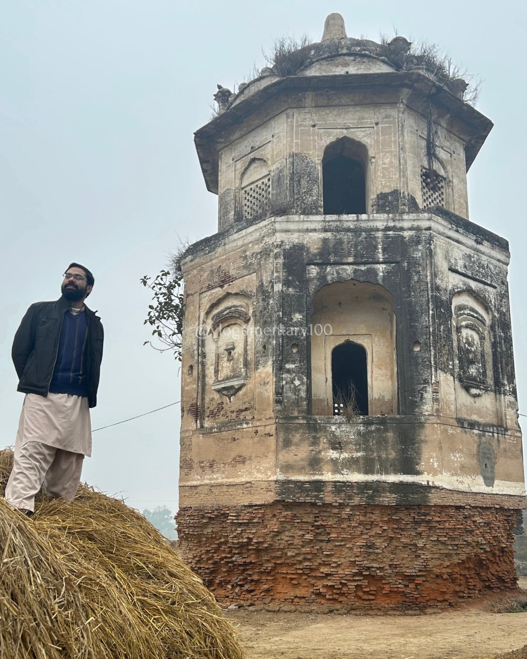 Hexagonal Sikh era Gurdwara building in Sandhawalia village near Lahore Punjab